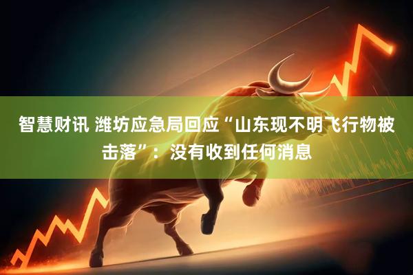 智慧财讯 潍坊应急局回应“山东现不明飞行物被击落”：没有收到任何消息